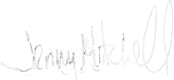 Jenny Mitchell's signature in white